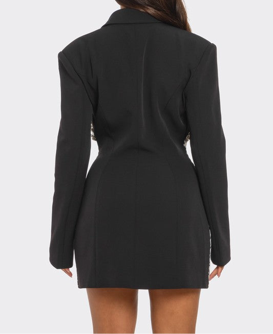 Glam Houndstooth Blazer Dress