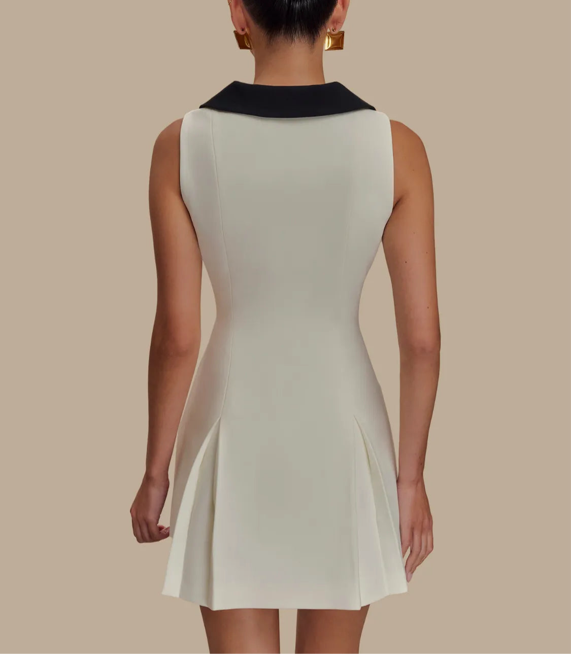 “Tux Deluxe” Button Front Sleeveless Mini Dress