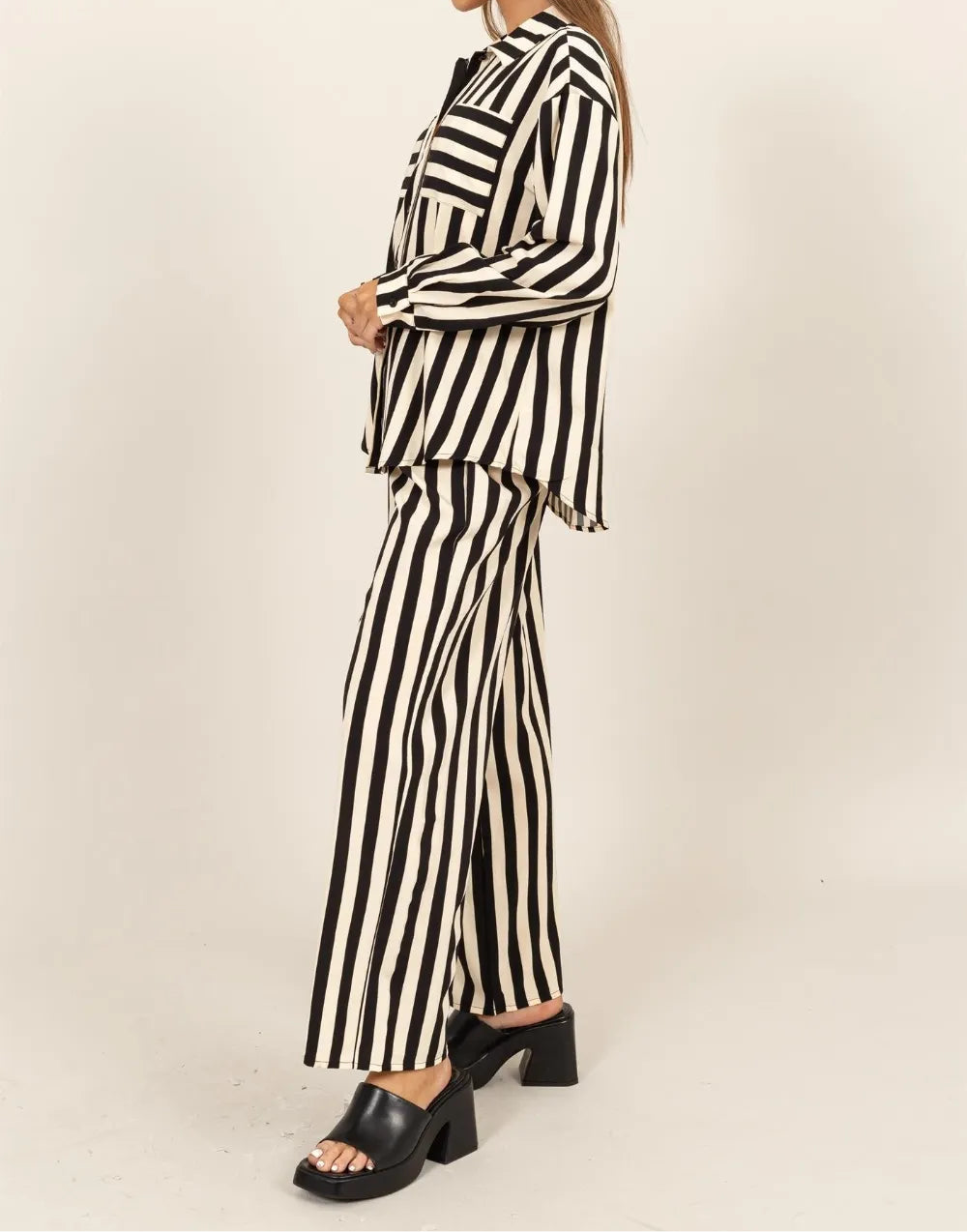 “Amaze” Striped Button Up Shirt and Pants Set