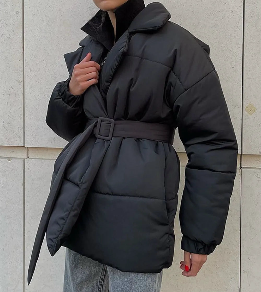 Puffer Winter Coat with Belt