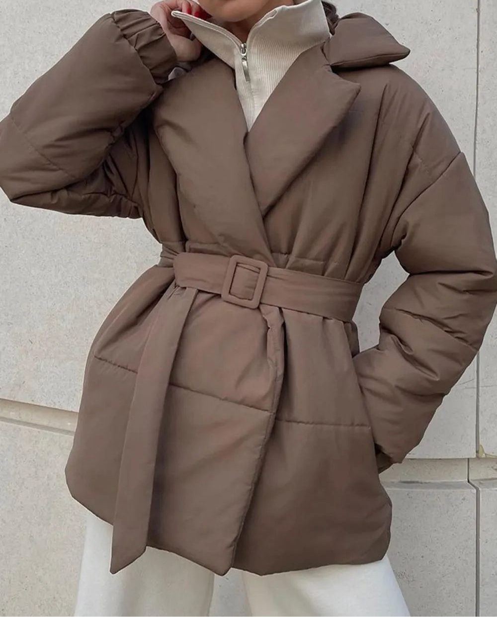 Puffer Winter Coat with Belt