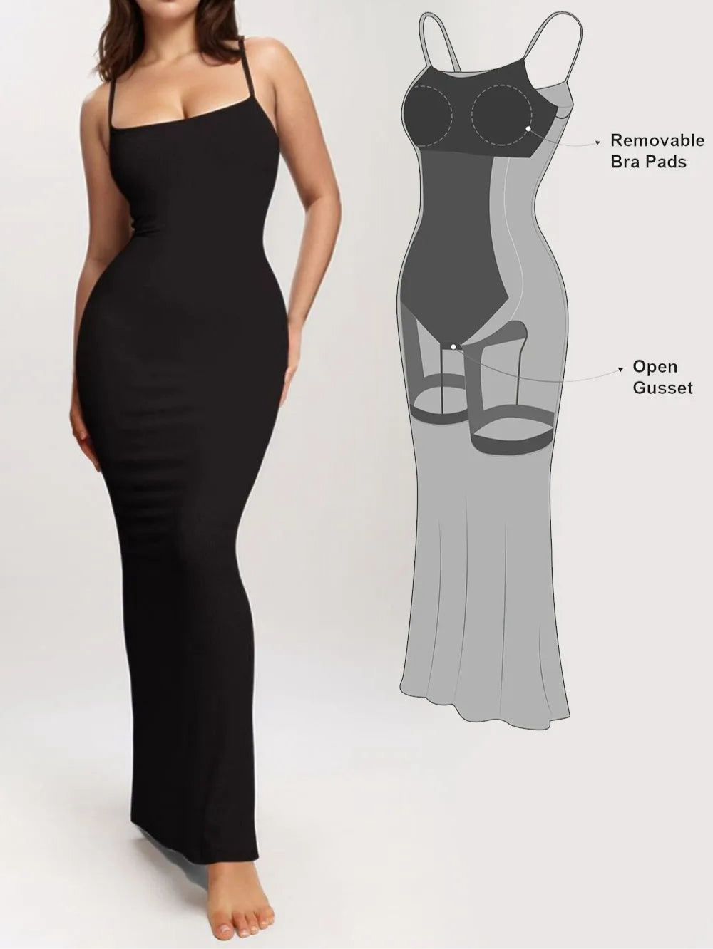 “Sculpture” Built-In Shapewear Sleeveless Maxi Dress