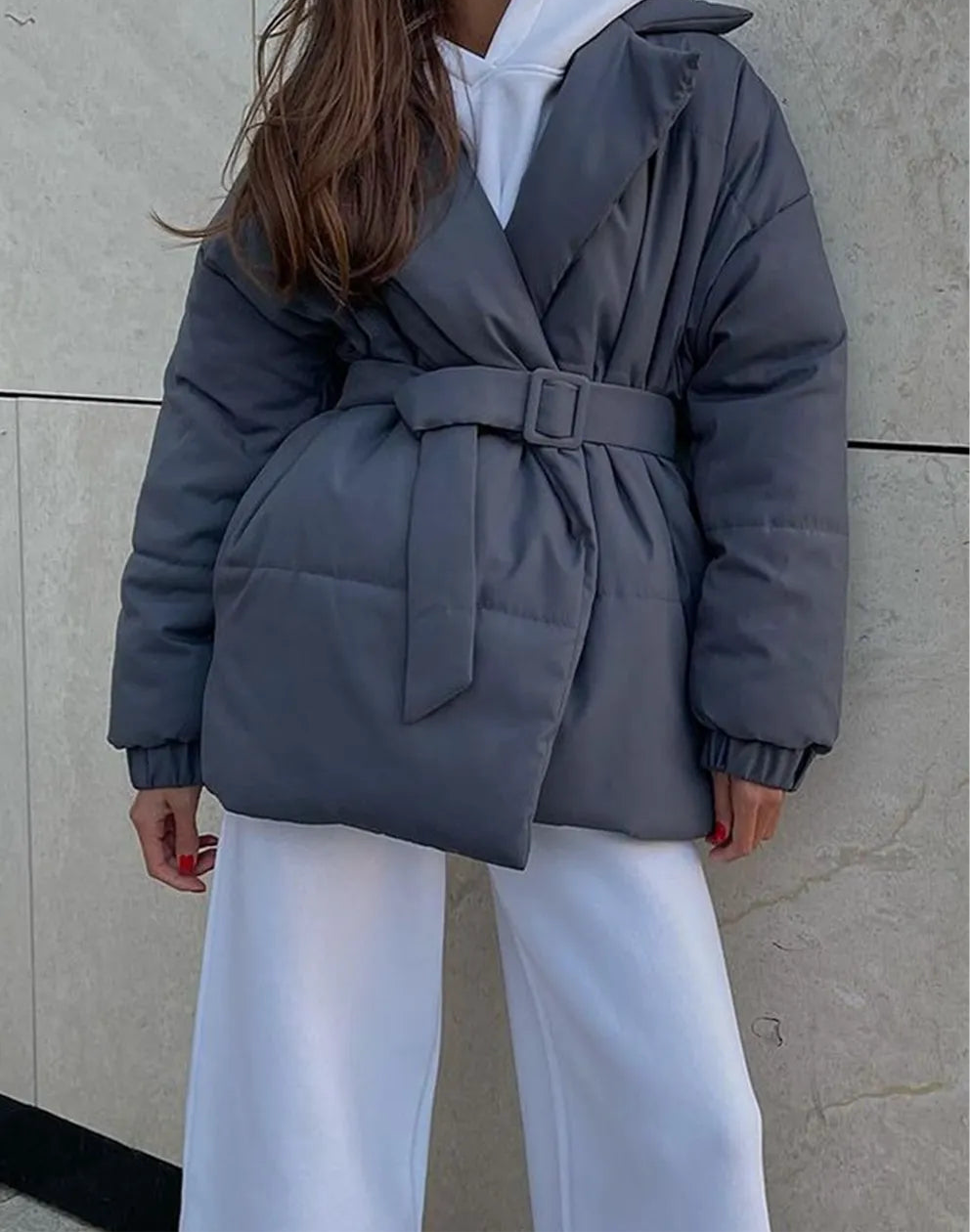 Puffer Winter Coat with Belt