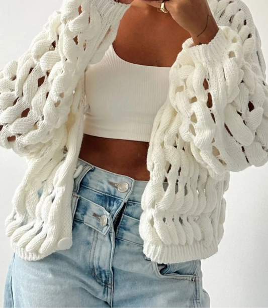 Crochet Button Up Cardigan